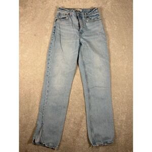 abercrombie 90s straight ultra high rise leg slit curve love 28/6